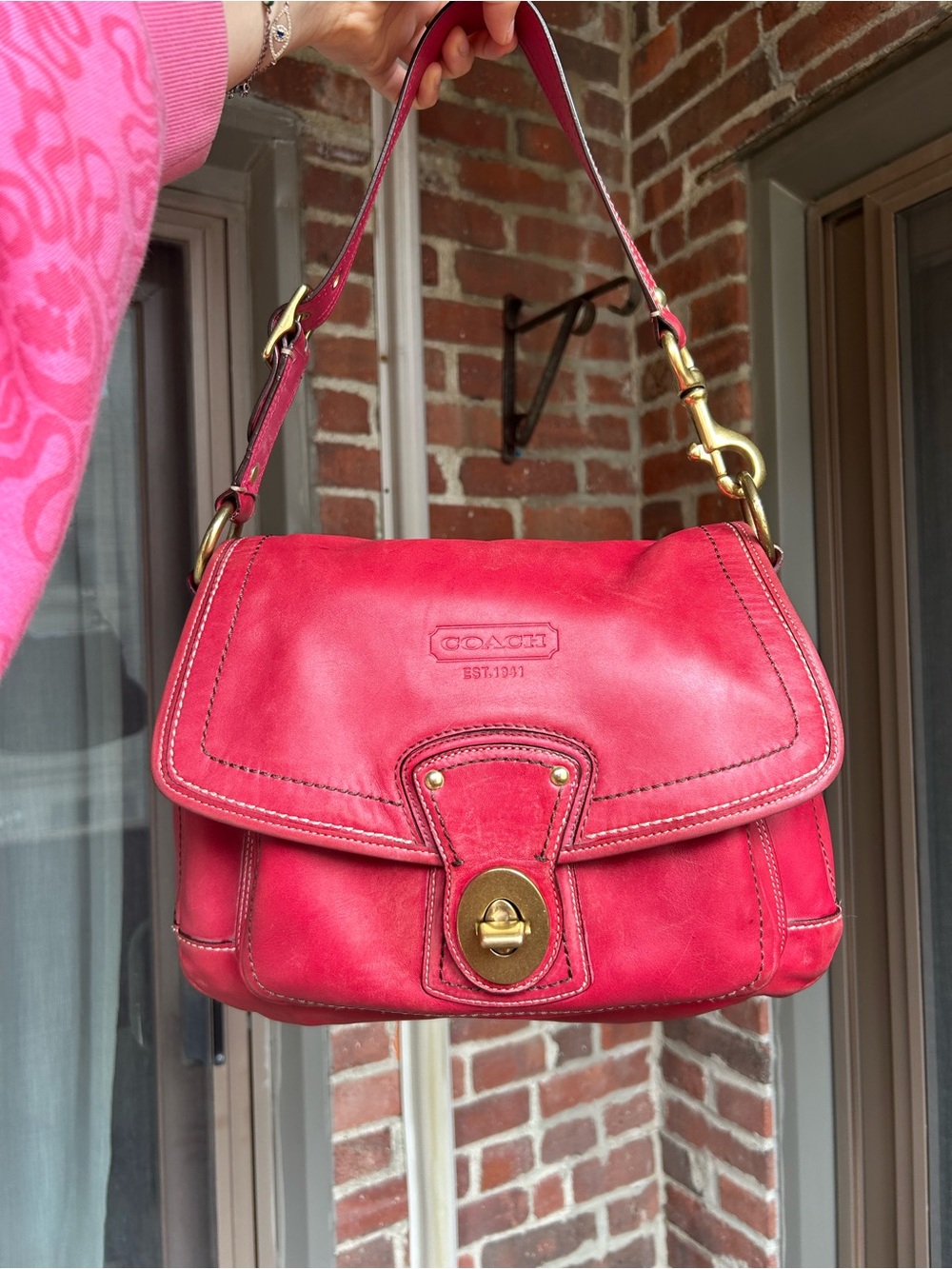 Vintage coach 65th anniversary Allie style f12854 shoulder bag y2k pink leather